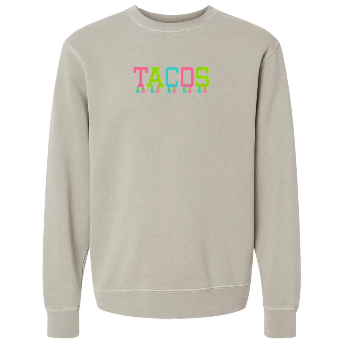 Embroidered Tasseled 'Tacos' Cozy Crew