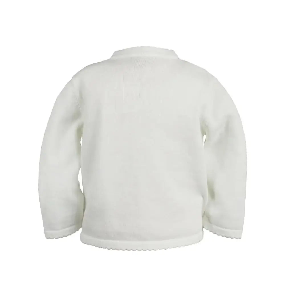 Scalloped Edge Cardigan Sweater: White