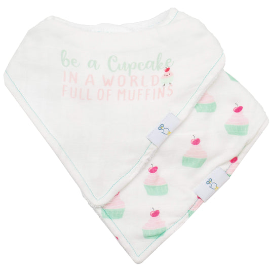 Muffin and Cupcake 2 Pack Muslin & Terry Cloth Bib Set