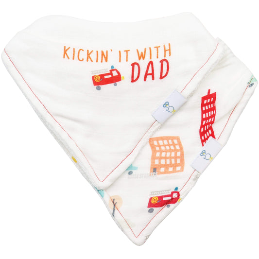 Dad and Buildings 2 Pack Muslin & Terry Cloth Bib Set