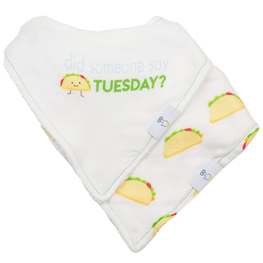 Taco Tuesday and Taco 2 Pack Muslin & Terry Cloth Bib Set