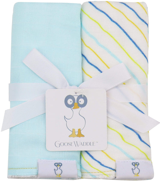 Stripes and Light Blue 2 PK Muslin & Terry Cloth Burp Cloth