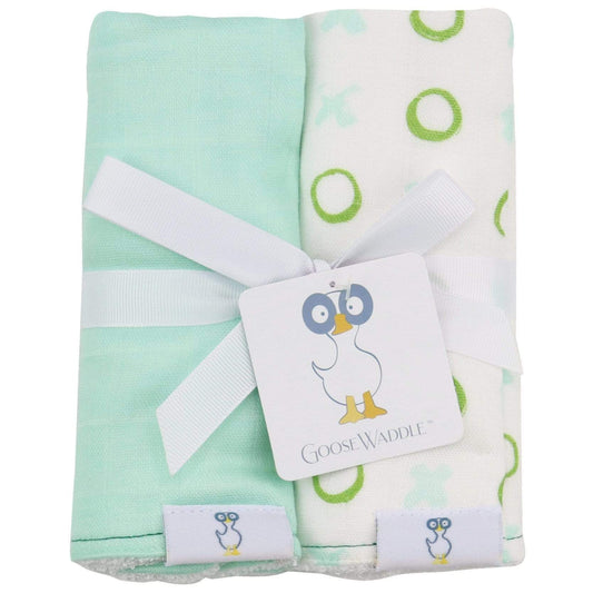 Peas and XO Mint 2 PK Muslin & Terry Cloth Burp Cloth