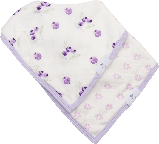 Lavender Attachable Wooden and Silicone Teether and Flower Bib Gift Set