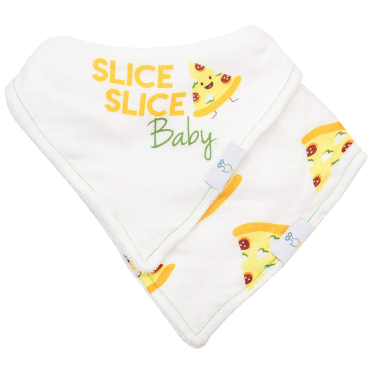 Slice Slice Baby and Pizza 2 Pack Muslin & Terry Cloth Bib Set