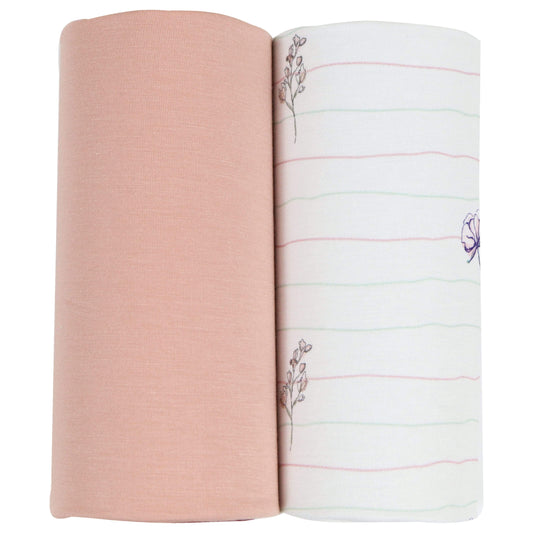 Flower and Pink 2 PK Swaddle Blanket