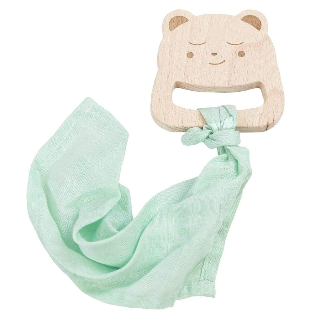 Bear and Mint Wooden Teether & Blankie