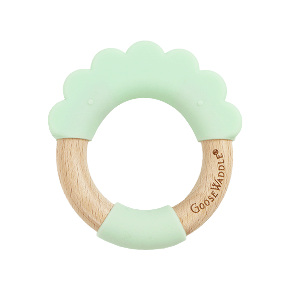 Mint Lion Circle Lion Head Teether Silicone + Wood Teether