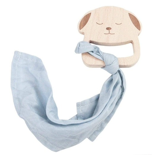 Puppy Wooden Teether & Blue Blankie