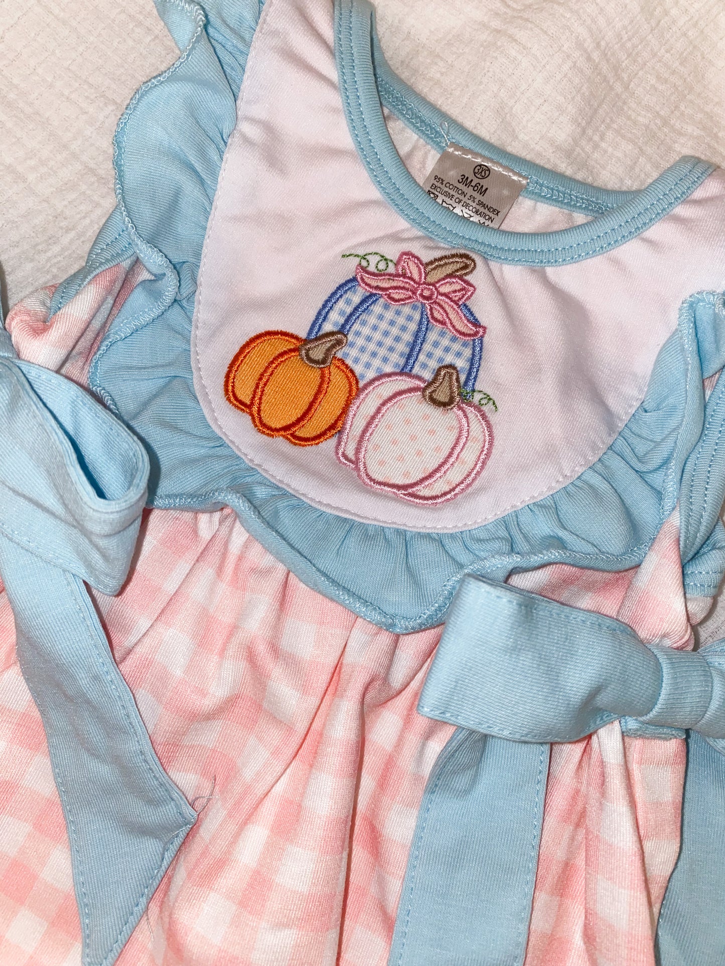 Pink gingham pumpkin romper