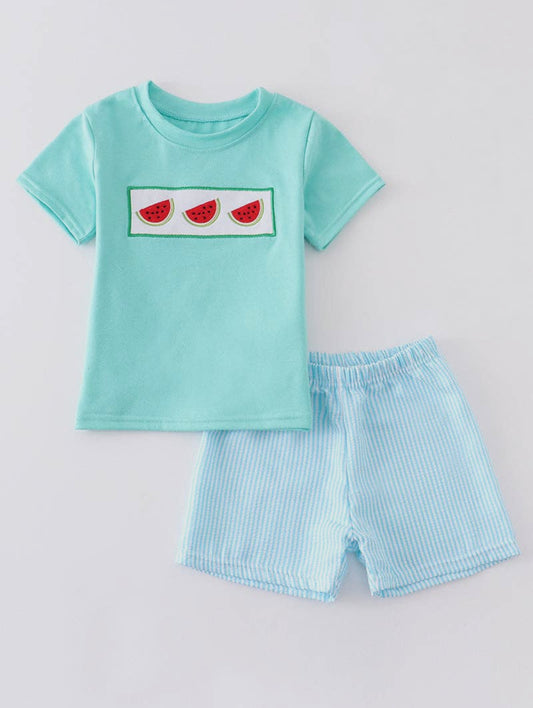 Watermelon embroidered top & shorts set