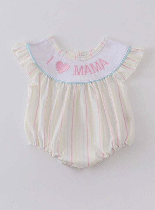 I love mama embroidery striped bubble