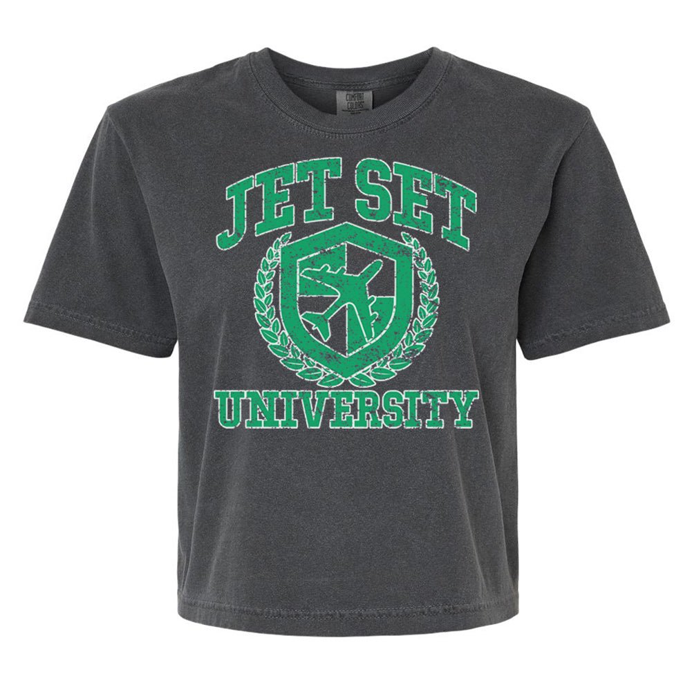 'Jet Set University' Boxy T-Shirt