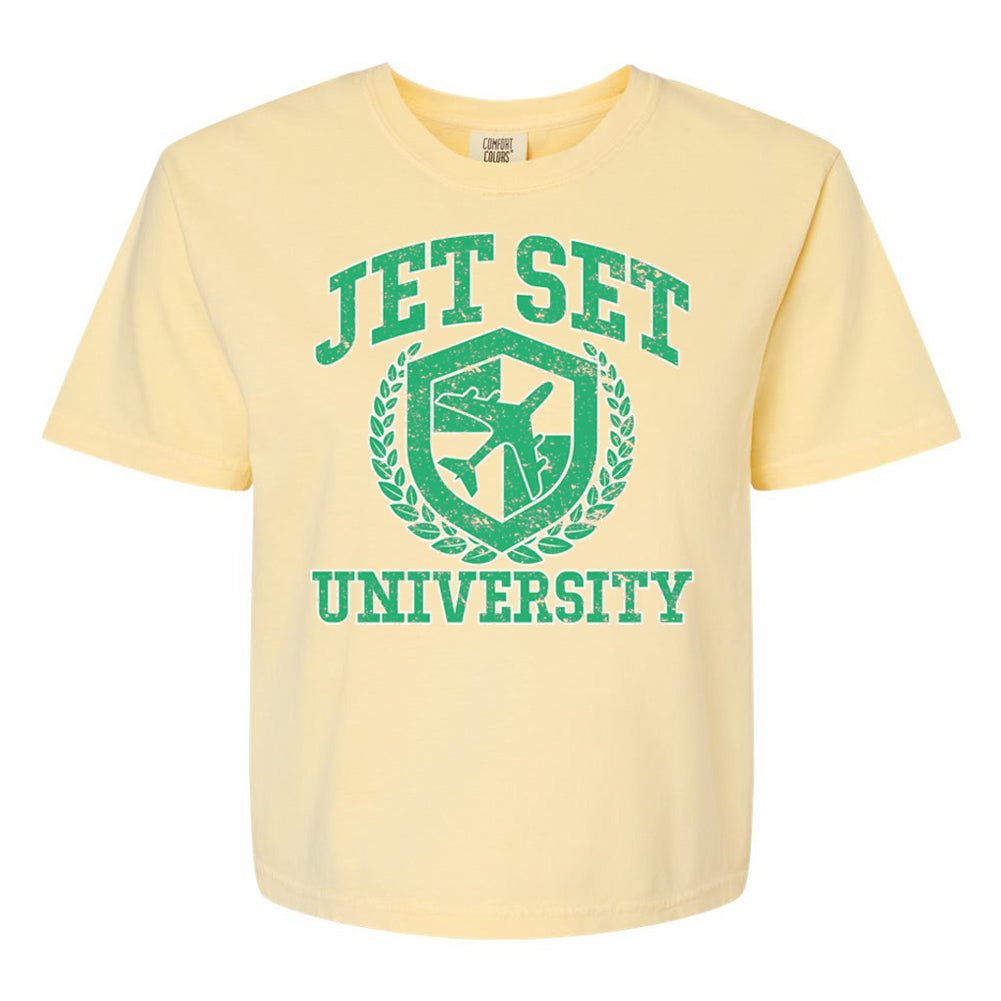 'Jet Set University' Boxy T-Shirt