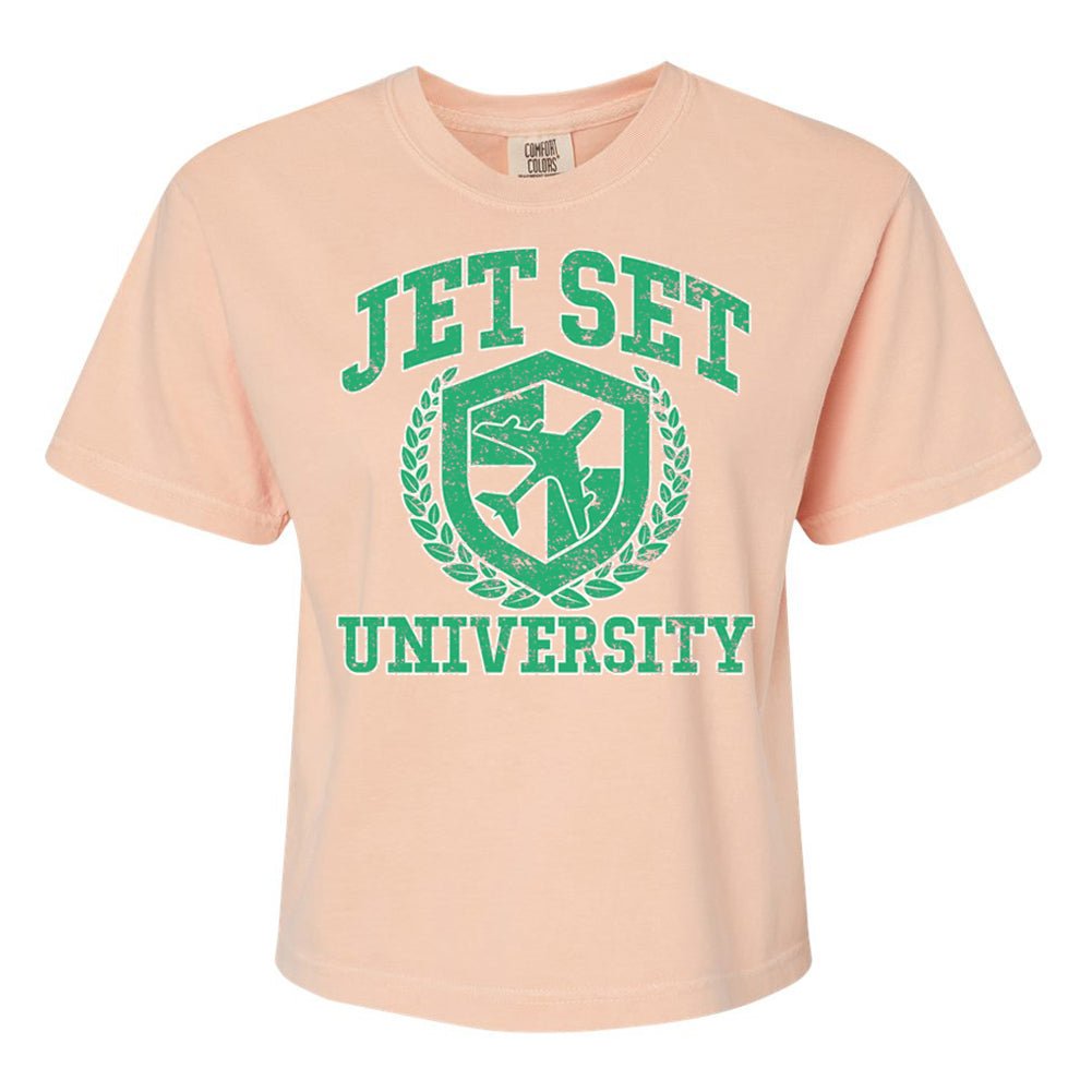 'Jet Set University' Boxy T-Shirt