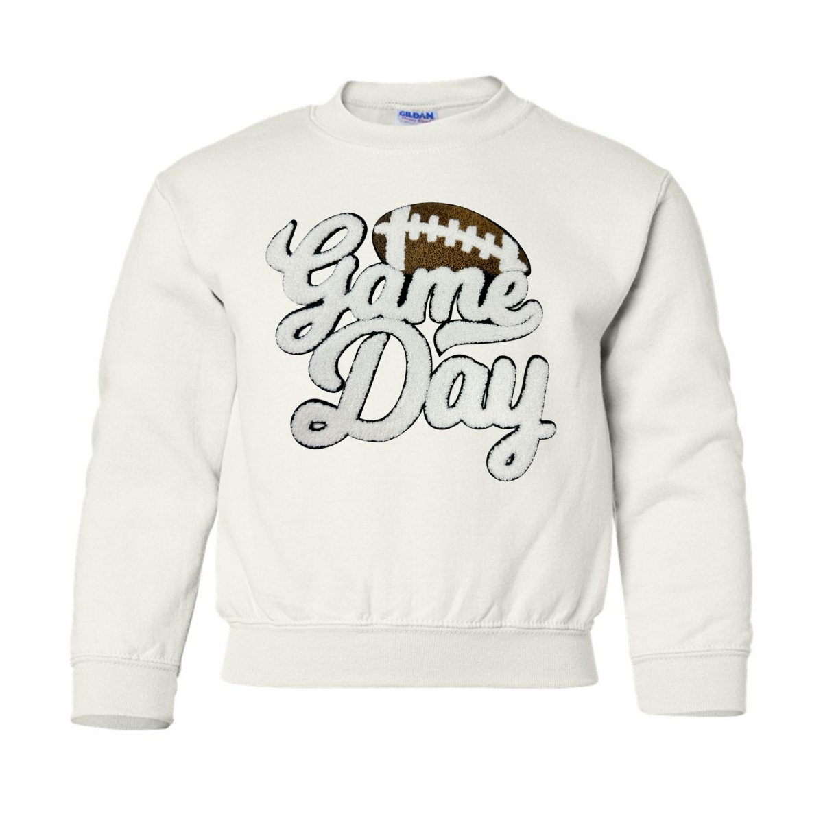 Kids Football 'Game Day' Letter Patch Crewneck Sweatshirt