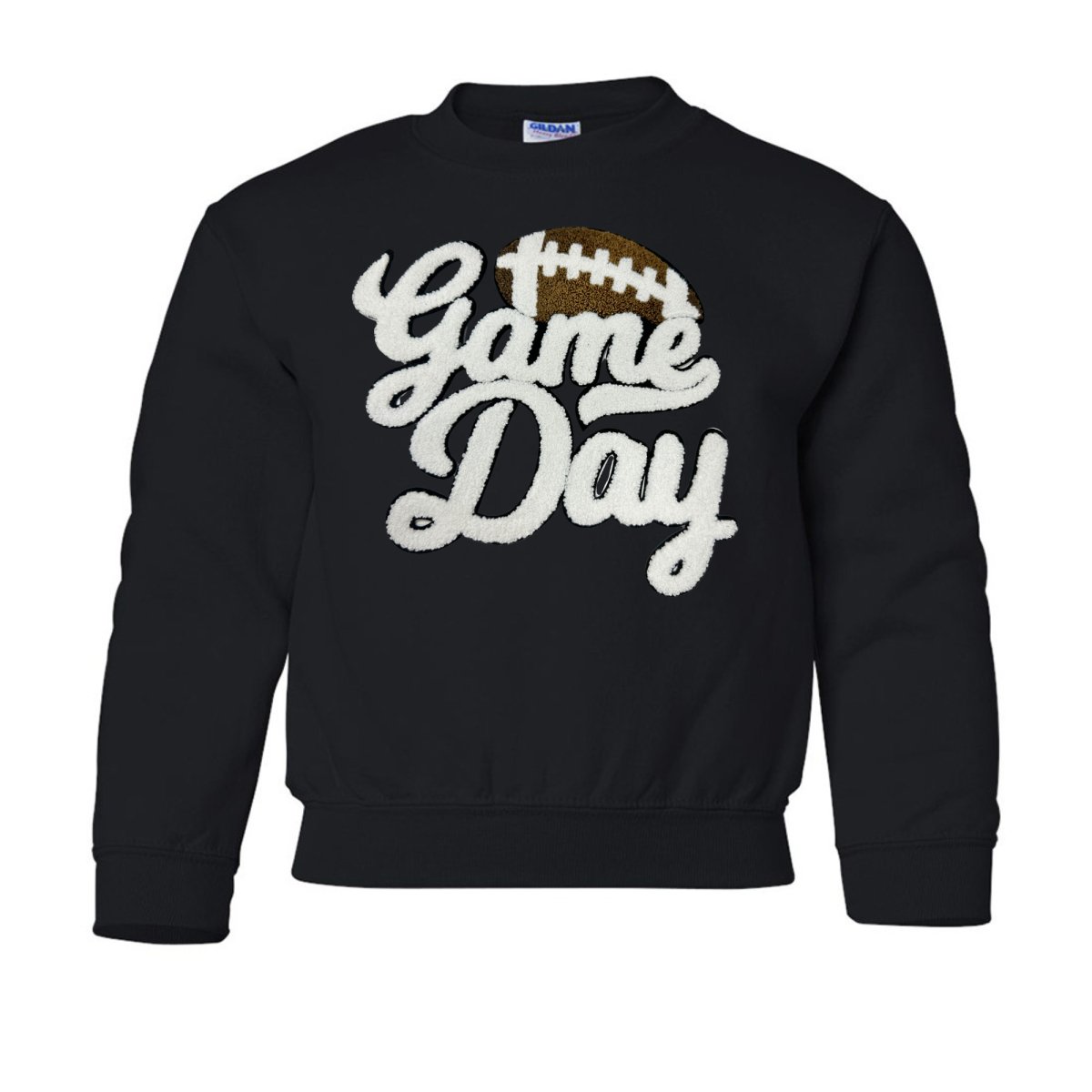 Kids Football 'Game Day' Letter Patch Crewneck Sweatshirt