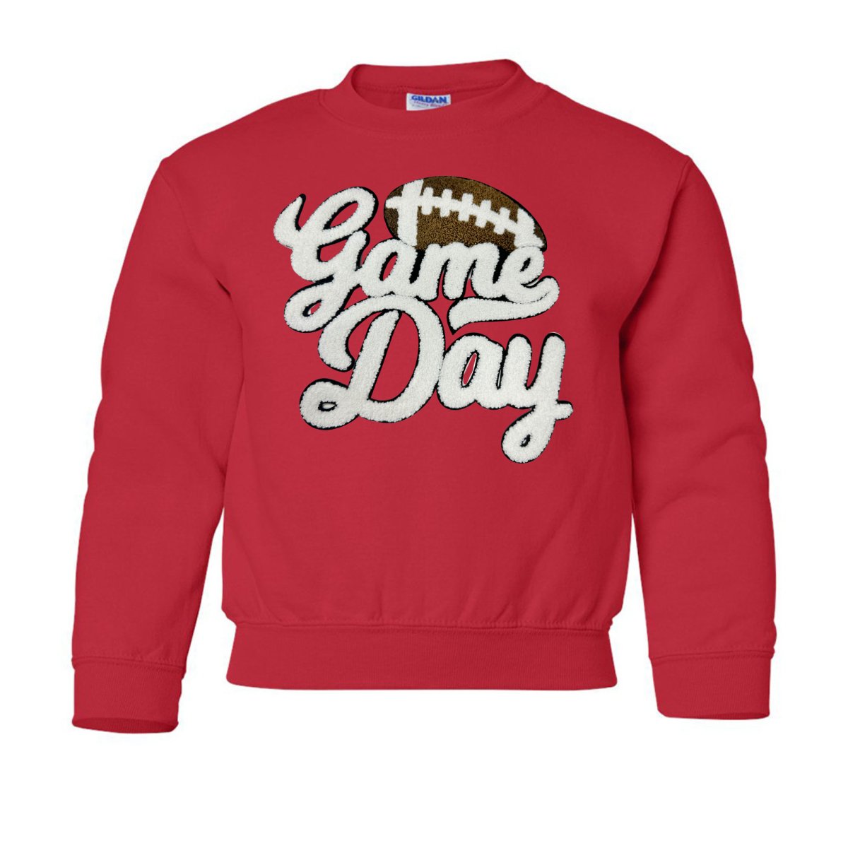 Kids Football 'Game Day' Letter Patch Crewneck Sweatshirt