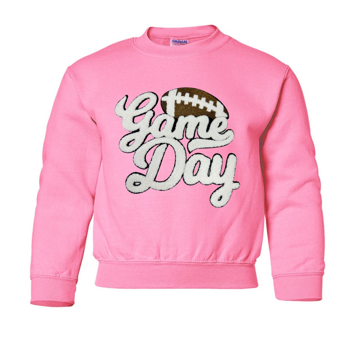 Kids Football 'Game Day' Letter Patch Crewneck Sweatshirt