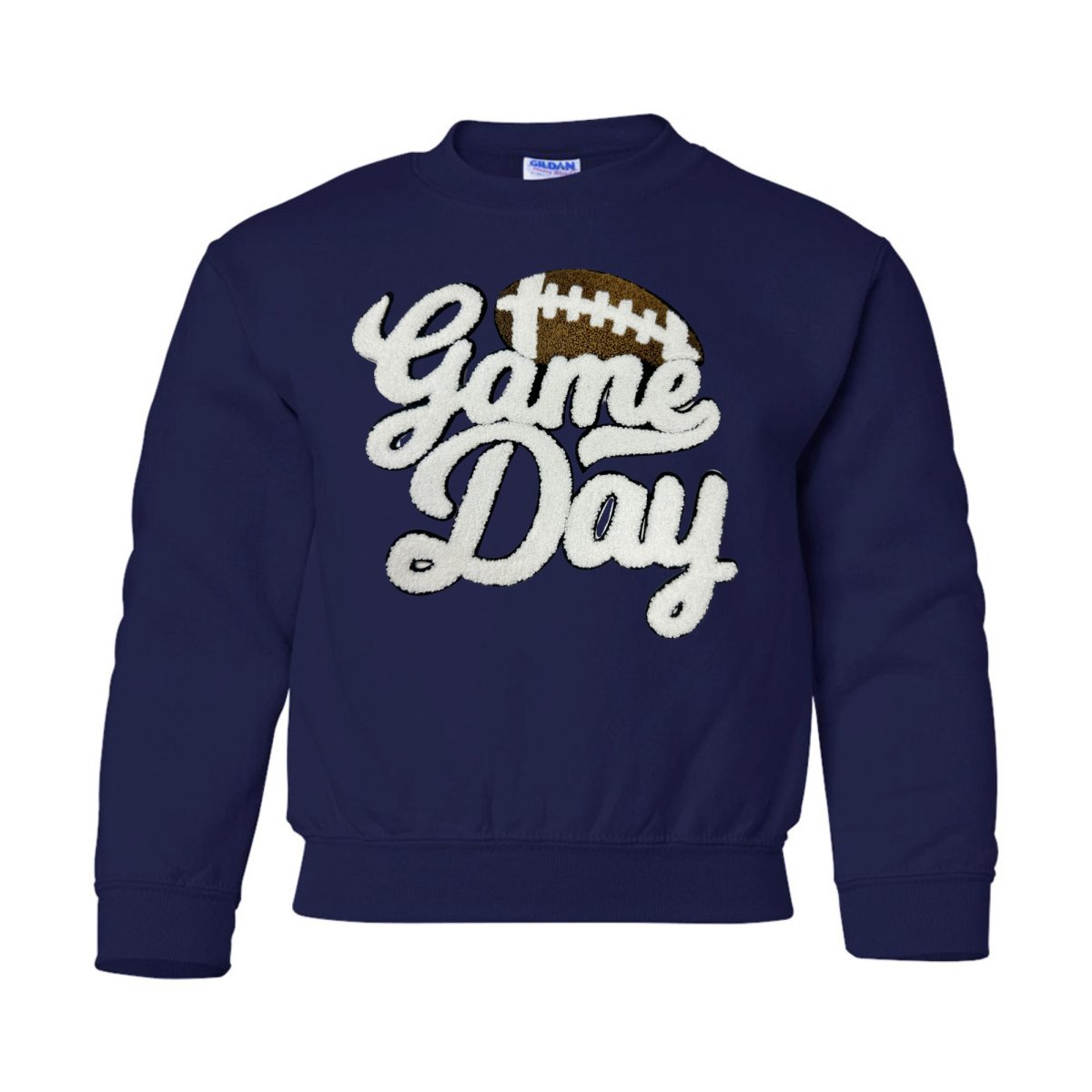 Kids Football 'Game Day' Letter Patch Crewneck Sweatshirt