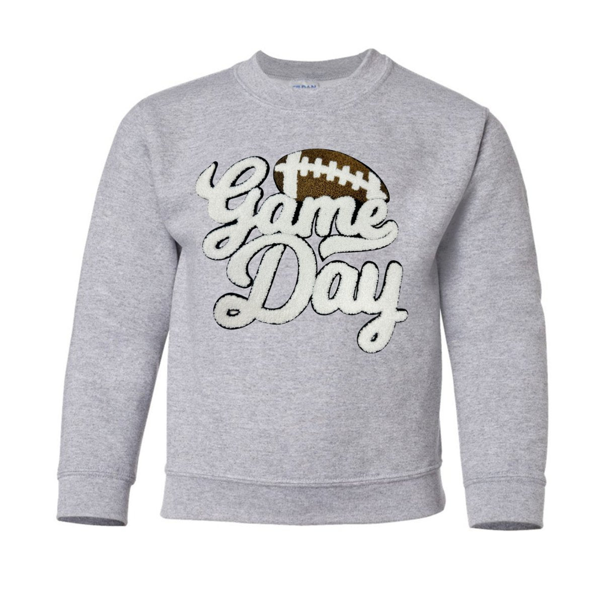 Kids Football 'Game Day' Letter Patch Crewneck Sweatshirt