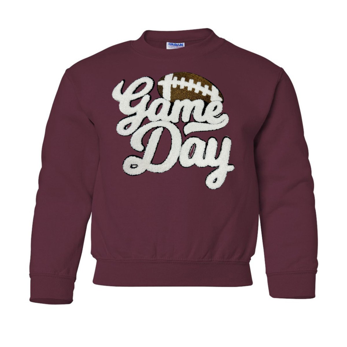 Kids Football 'Game Day' Letter Patch Crewneck Sweatshirt