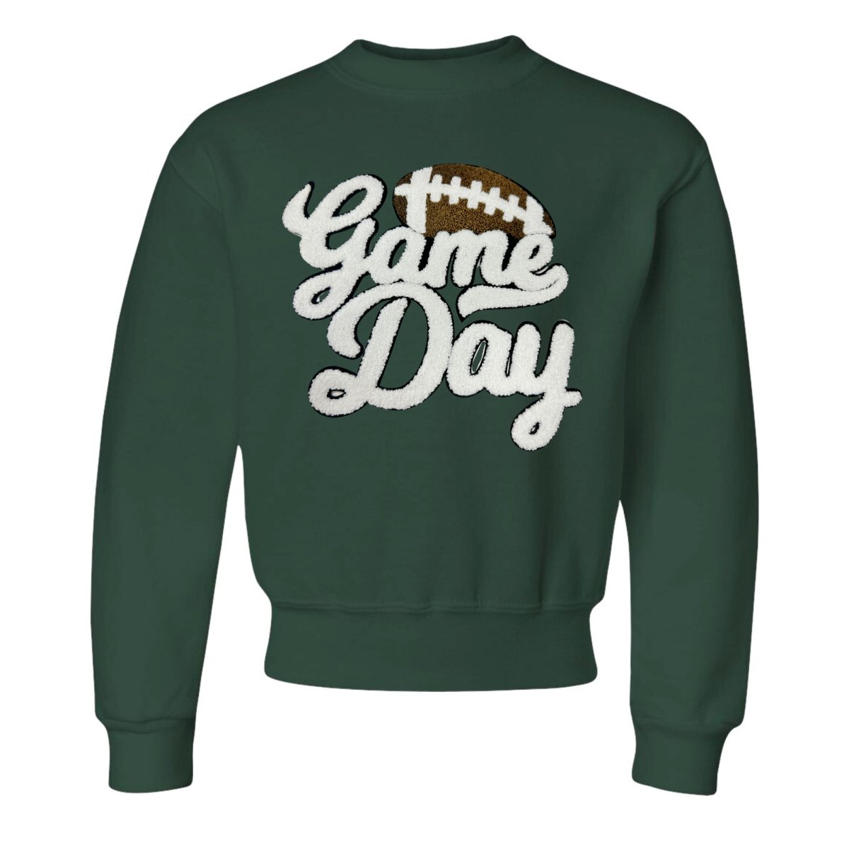 Kids Football 'Game Day' Letter Patch Crewneck Sweatshirt