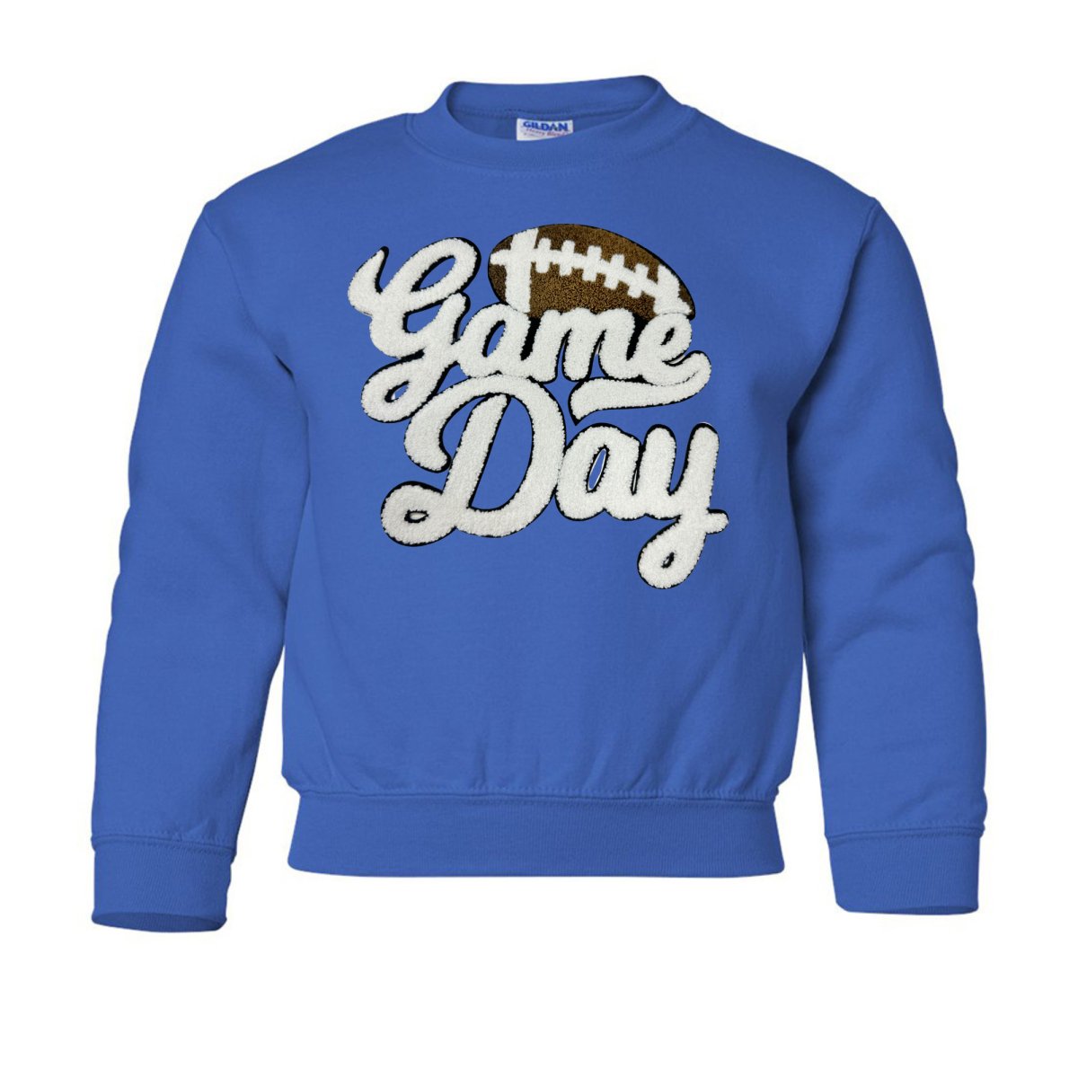 Kids Football 'Game Day' Letter Patch Crewneck Sweatshirt