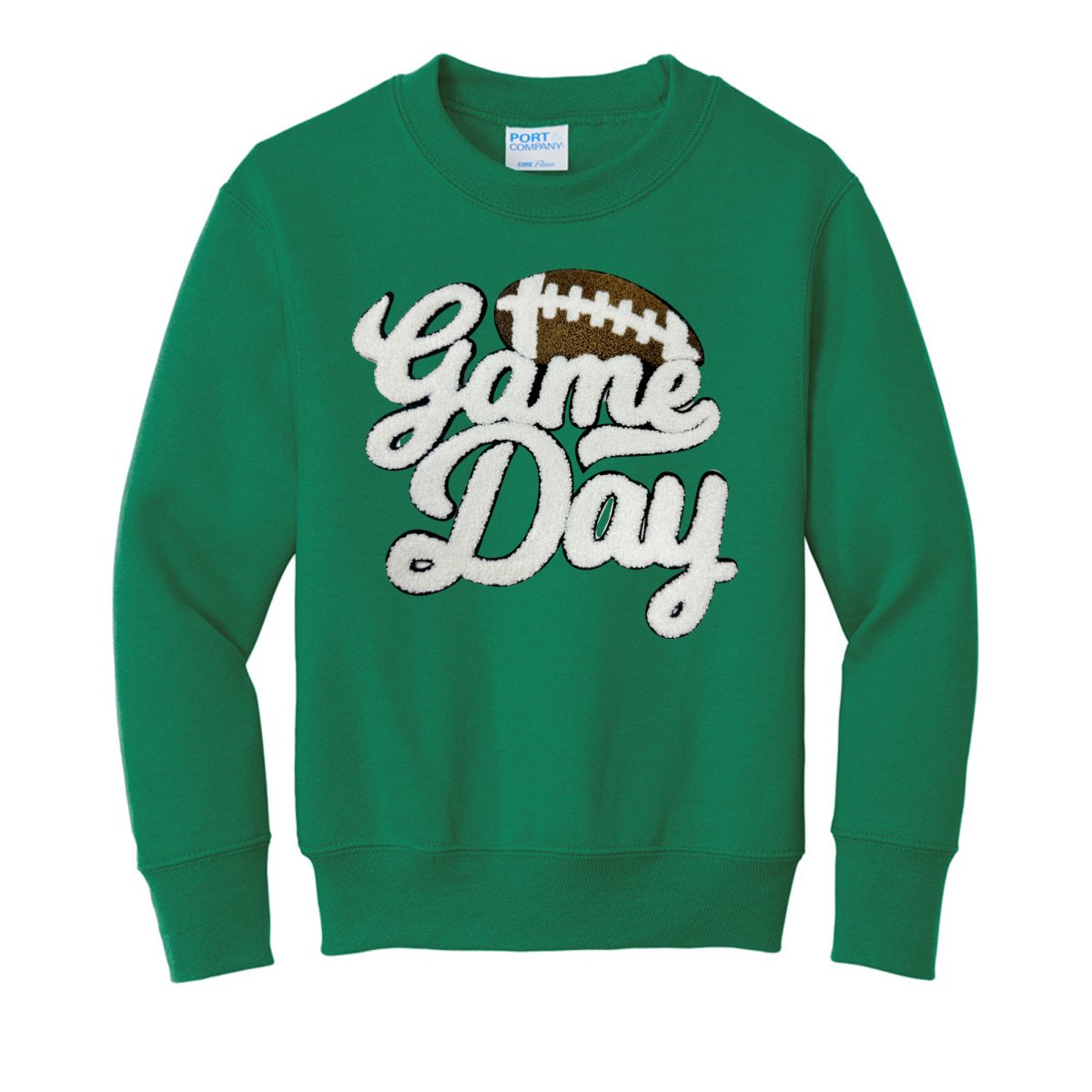 Kids Football 'Game Day' Letter Patch Crewneck Sweatshirt