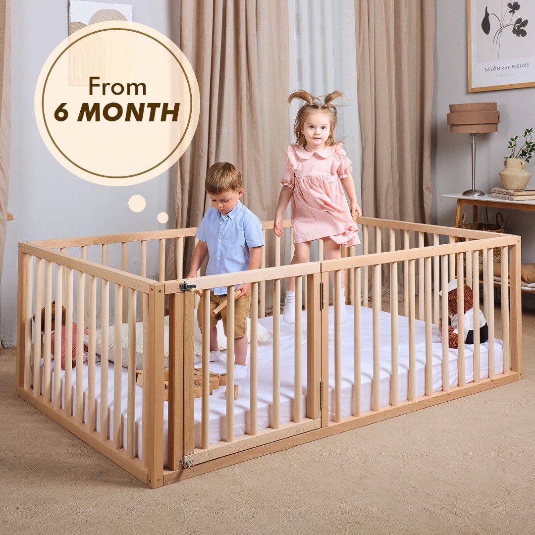 Montessori Floor Bed Frame for Toddlers with Fence (200х120 cm)