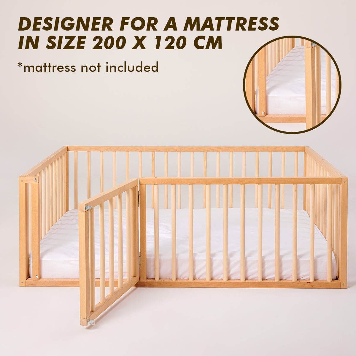 Montessori Floor Bed Frame for Toddlers with Fence (200х120 cm)