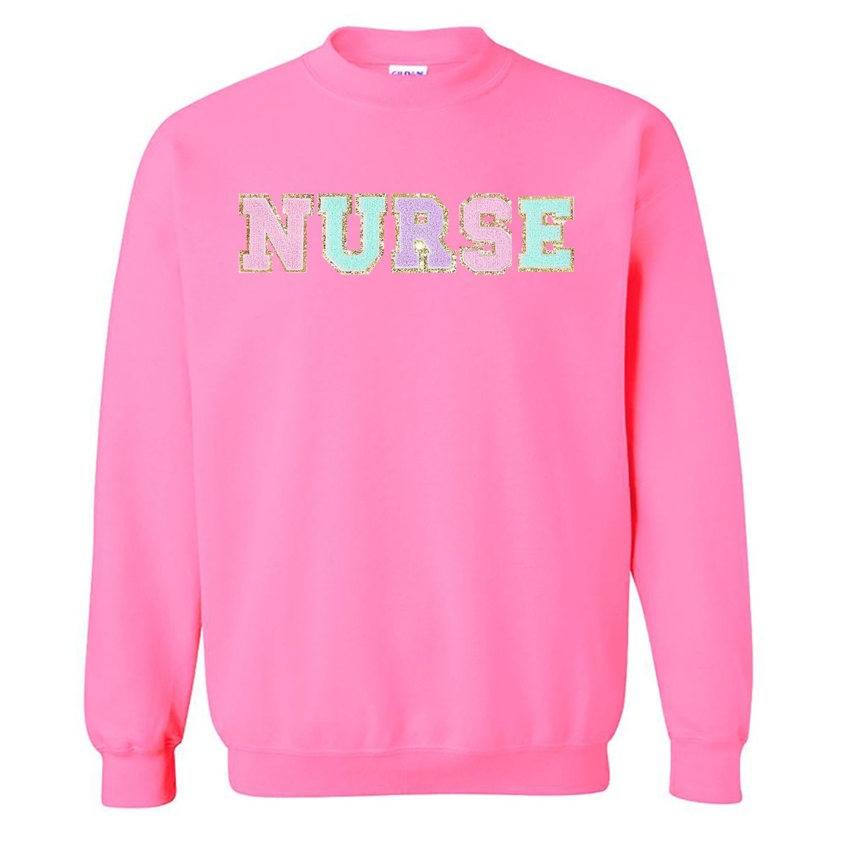 Nurse Colorful Letter Patch Crewneck Sweatshirt