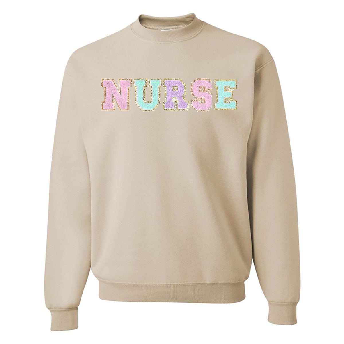 Nurse Colorful Letter Patch Crewneck Sweatshirt