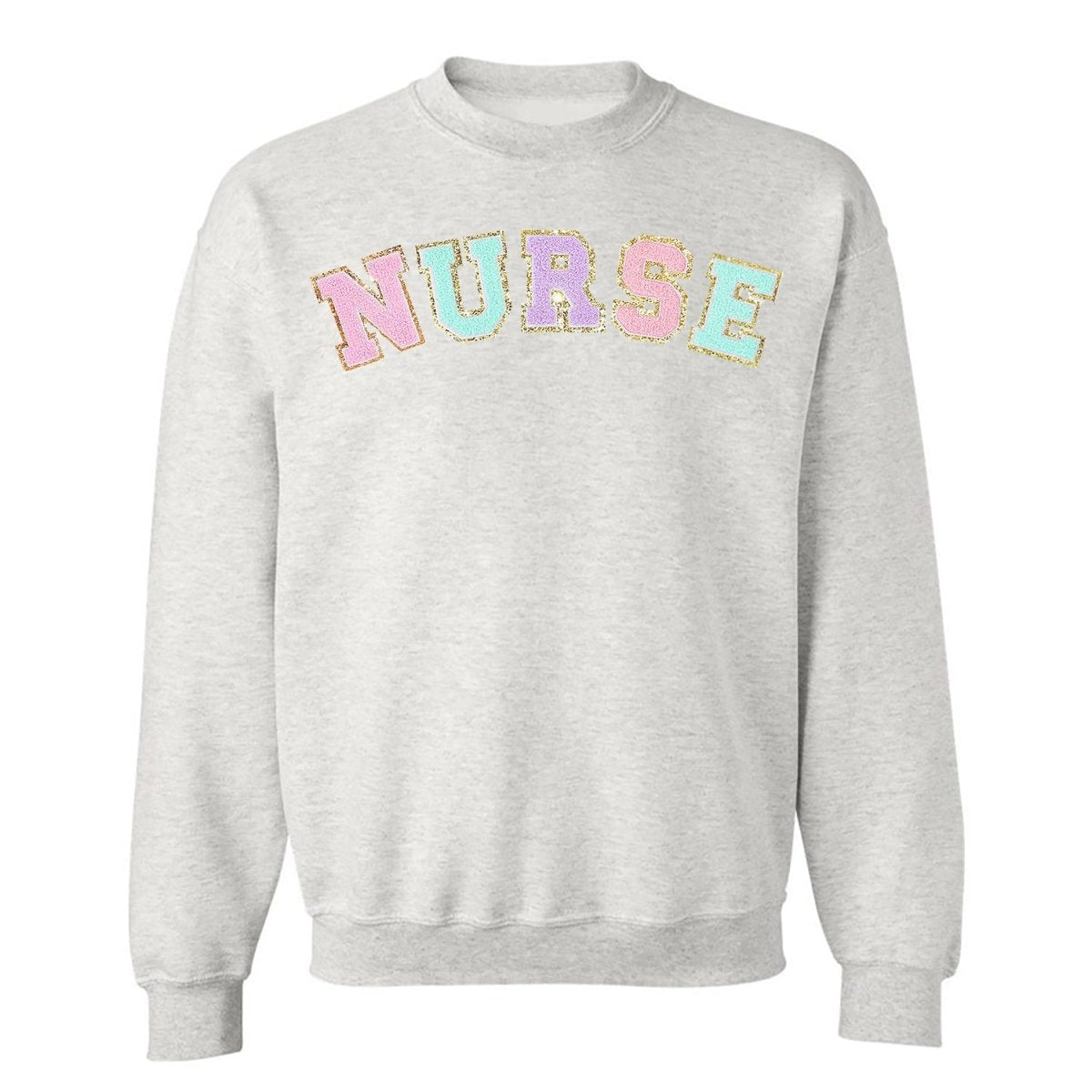 Nurse Colorful Letter Patch Crewneck Sweatshirt