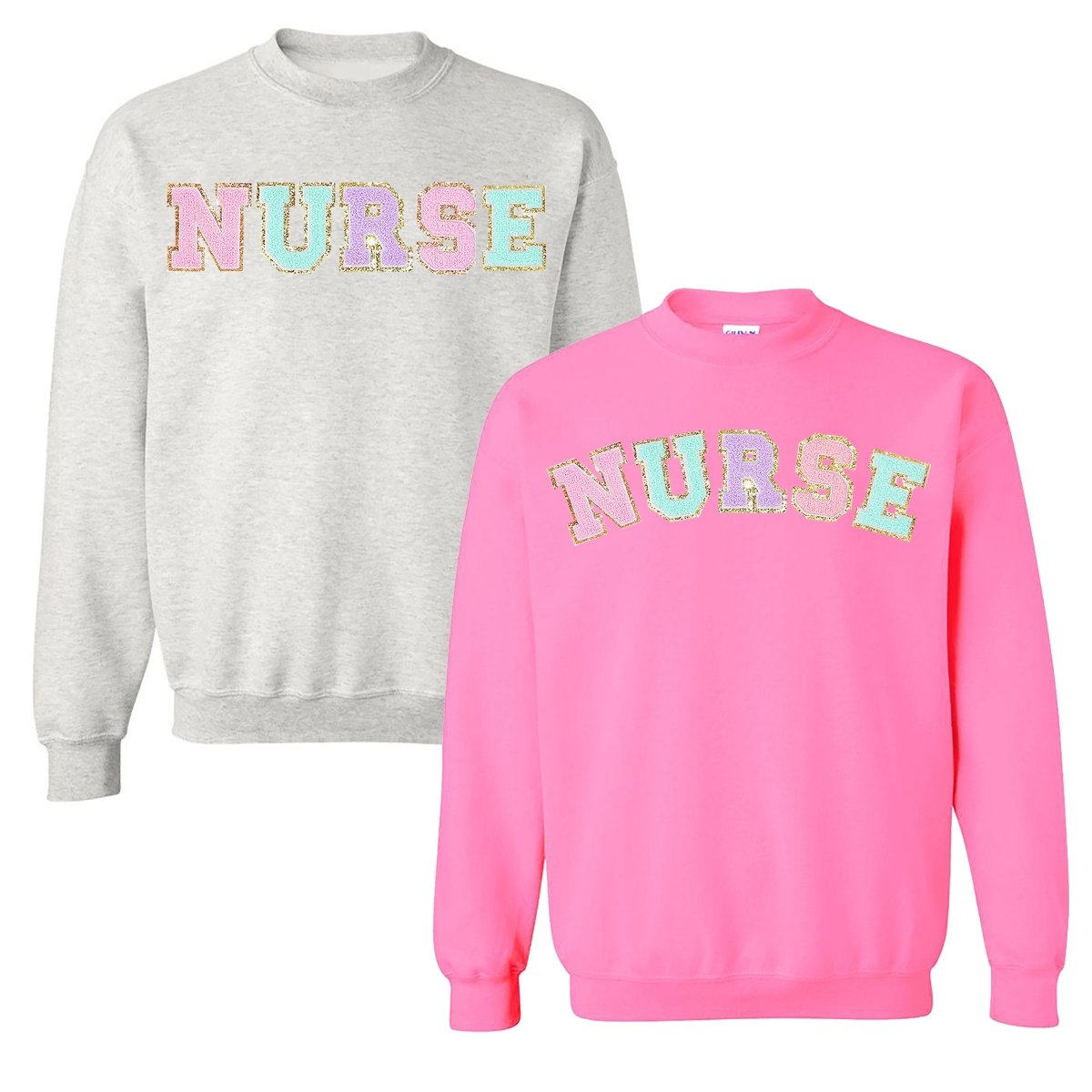 Nurse Colorful Letter Patch Crewneck Sweatshirt