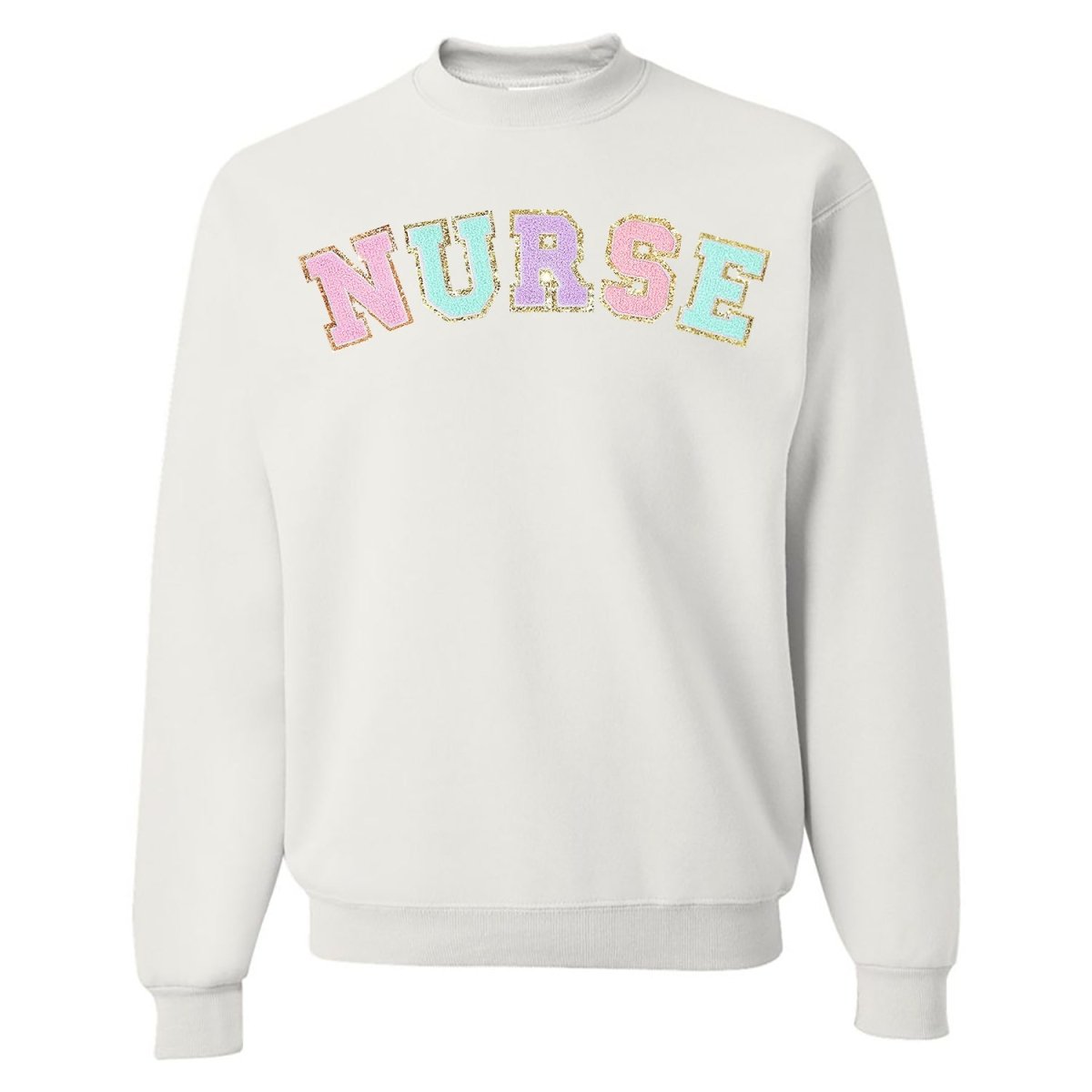 Nurse Colorful Letter Patch Crewneck Sweatshirt