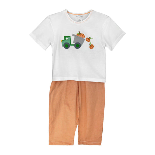 Pumpkin Truck Applique Top & Pant Set