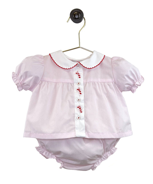 Candy Cane Embroidered Diaper Set