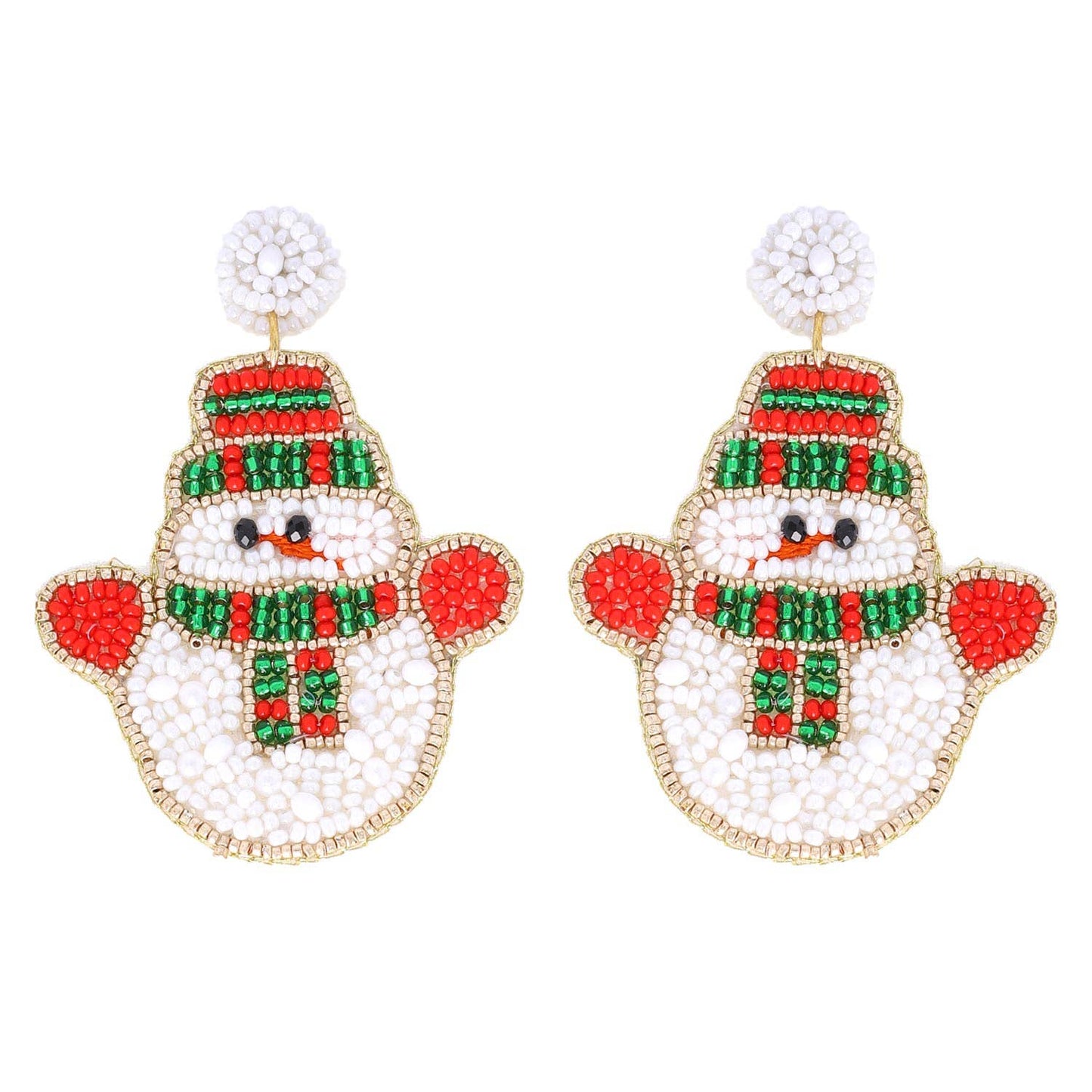 Snowman Christmas Beaded Earrings