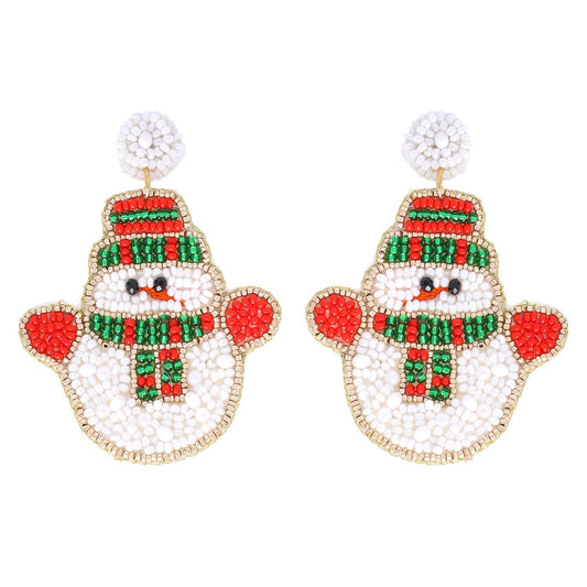 Snowman Christmas Beaded Earrings