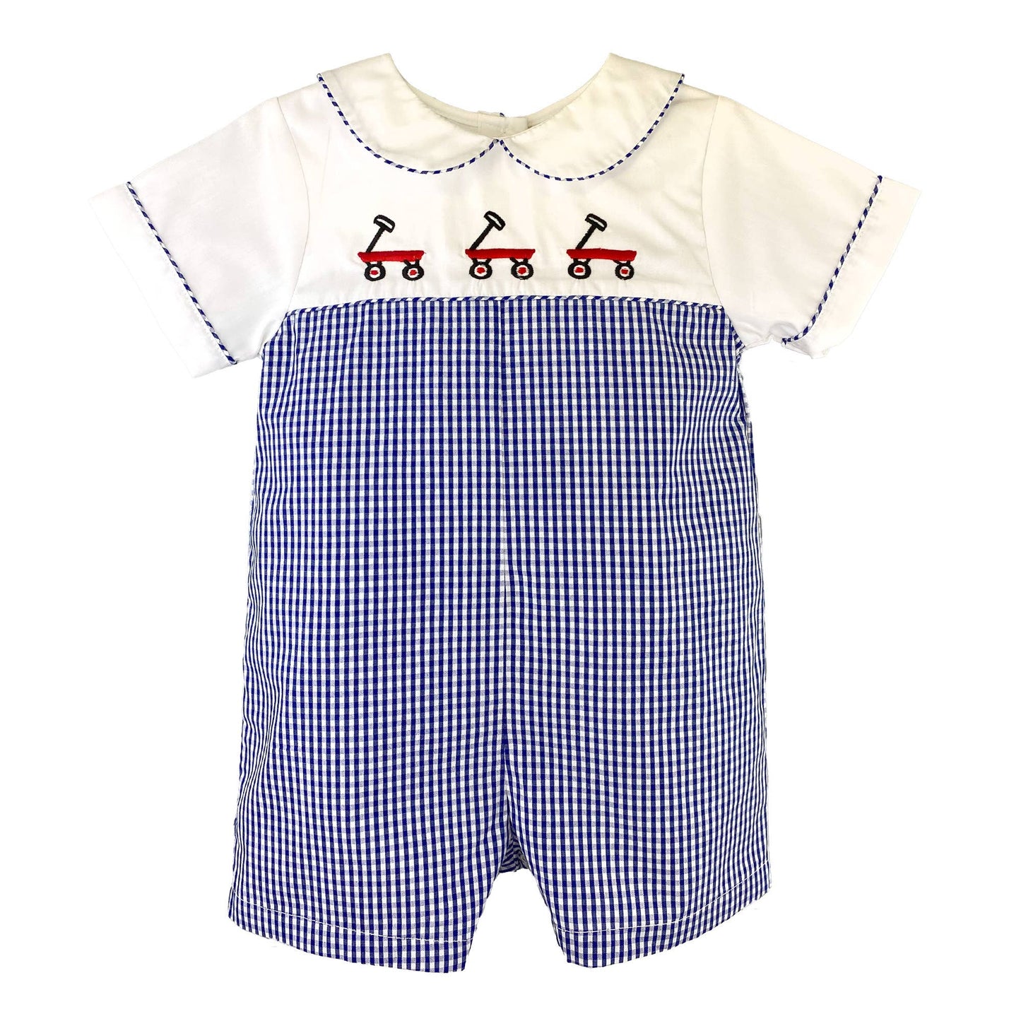 Red Wagon Embroidered Romper