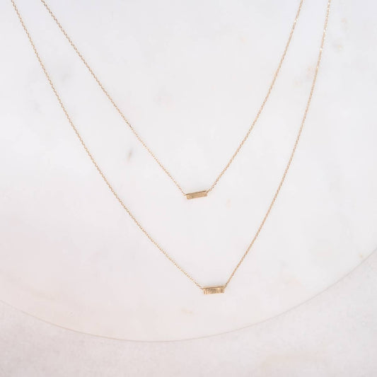 Double Petite Bar Necklace   Gold   14"/18"