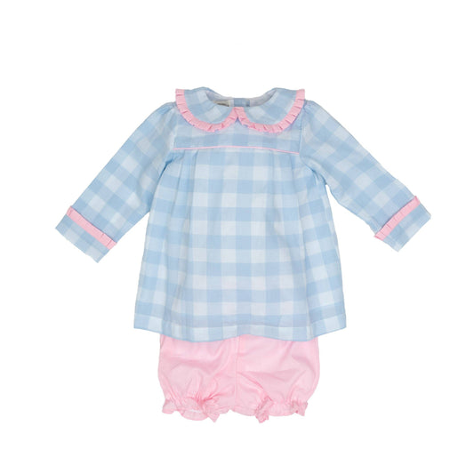 Taylor Blue Check Bloomer Set